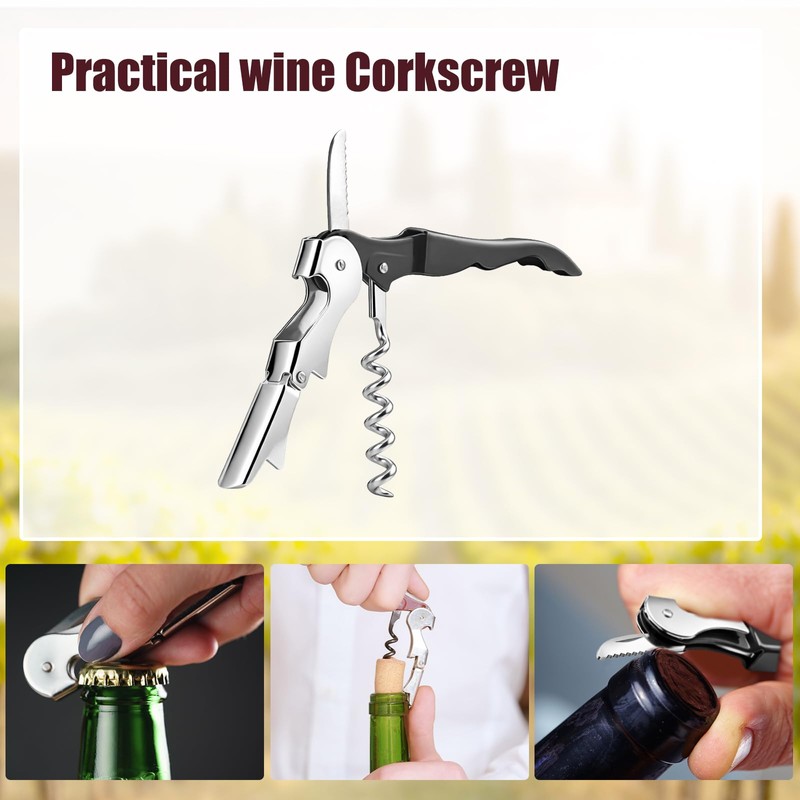 12 Pieces Professional Waiter Corkscrew Wine Openers,Black Wine Keys Opener