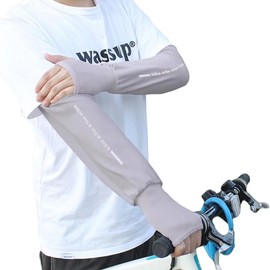 Eukkis Men's Arm Cover, Breathable Mesh/Cool Touch Rayon, UV Protection Arm Sleeve, Finger Holes, UPF 50+, 99% UV Protection, For Bicycles and Driving, Sun Protection, Summer Sunscreen Arm Cover,
