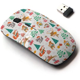 2.4G Wireless Mouse with Cute Pattern Design for All Laptops and Desktops with Nano Receiver - Christmas Children Cute