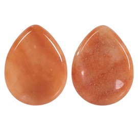 Nupuyai 2 pezzi di avventurina rossa naturale pietra di preoccupazione per il pollice a forma di goccia d'acqua per il rilassamento, pietra di cristallo tascabile lucidata per la meditazione Reiki,