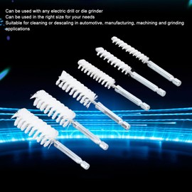 ZAWELIYO 6PCS Stainless Steel Wire Bore Brushes Set Rust Proof Twisted Wire Cleaning Brush with 1/4in Hex Shank for Cleaning in Car, Garage, Office (Nylon (White))
