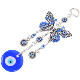 FOMIYES Turkish Blue Evil Eye with Butterfly Hanging Decoration Ornament Lucky Evil Eye Car Hanging Ornament Amulet Evil Eye Hanging Keychain for Car Home Protection and Blessing