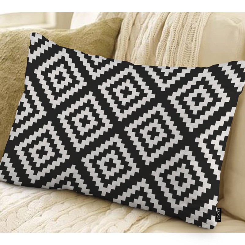 EKOBLA Black and White Accent Throw Pillow Covers Repeating Pattern