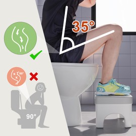 Recximi Toilet Poop Stool, 7" Height Squatting Potty for Adults, Toilet Stool Squat Adult, Portable Bathroom Pooping Foot Stool, Non-Slip Toilet Assistance Step Stool, Gray/Gray Legs