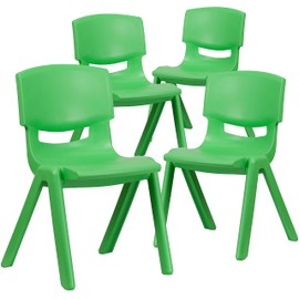 Flash Furniture 4 Pack Green Plastic Stackable School Chair with 15.5'' Seat Height