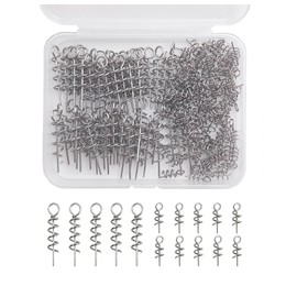 Twist Lock Hook Centering Pin Spring for Fishing Worm Hook Soft Lure Bait Screws 150pcs/box - Length 0.6in 1.4in