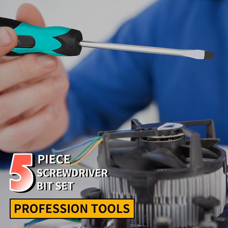 Vickay Magnetic Screwdriver Set,5 Pieces Slotted and Phillips Screwdriver with