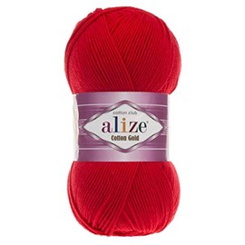 55% Cotton 45% Acrylic Alize Cotton Gold Yarn 1 Skein/Ball 100 gr 360 yds (56-Red)