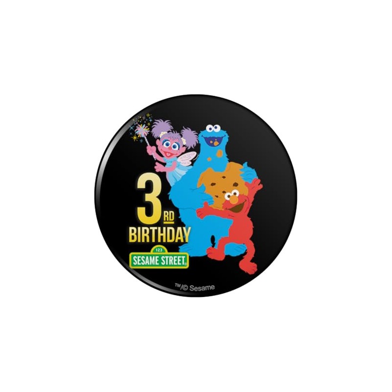 Sesame Street 3rd Birthday Pinback Button Pin - 3" Diameter