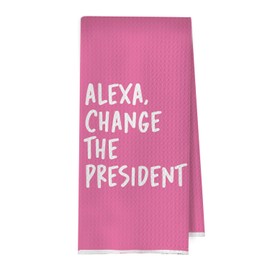 BlissfulAbon Pink Funny Political Kitchen Towels 16x24 Inch, Funny Hand Towels for Bathroom Decor, Change The President Dish Towel Drying Cloth for Kitchen