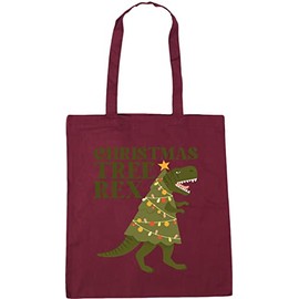 Hippowarehouse Christmas tree rex - Dinosaur Tote Shopping Gym Beach Bag 42cm x38cm, 10 litres
