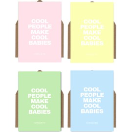 PILUVI THE LABEL Set of 4 Postcards with Envelopes Cool People Make Cool Babies Card for Birth Boy Girl (Congrats)