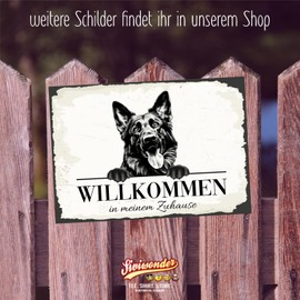 siviwonder Dog Sign Welcome Home German Shepherd No. 4 Dog Sign Saying Door Sign Warning Sign Gift Idea Beautiful Saying Dog Motif Aluminium Weatherproof Dog Sign