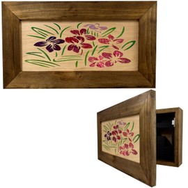 Hidden Gun Storage Cabinet with Flowers Scene - Secure Wall Mounted Concealed Gun Safe To Securely Store Your Gun & Home Self Defense Gear by Bellewood Designs