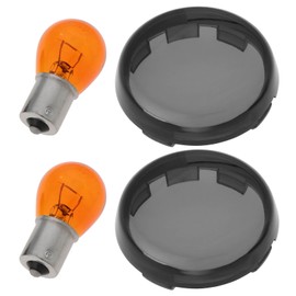 OTOTEC Set of 2 Tinted Indicator Lenses for Motorcycles with Amber Bullet Bulbs Compatible with Harley-Davidson 00-22 and Compatible with Harley Sportster XL883 1200 X48