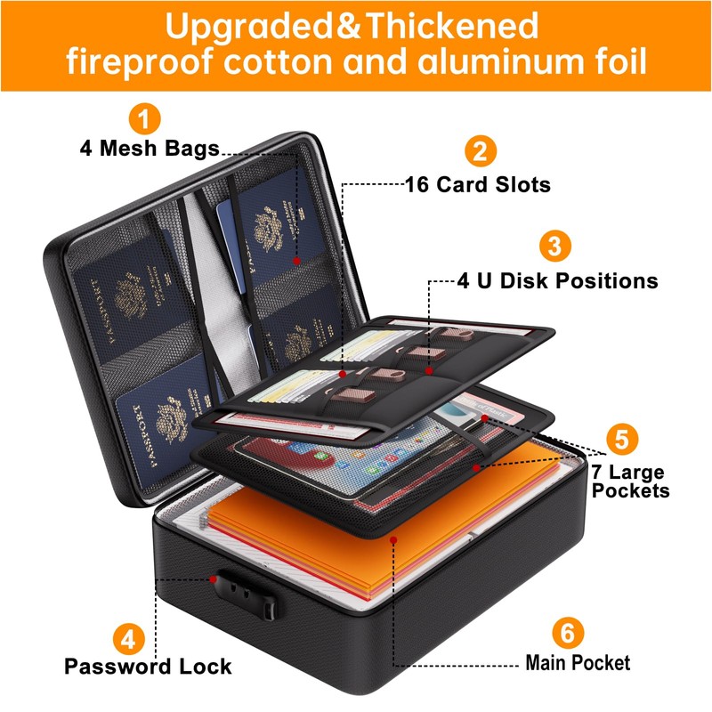 DocSafe 5200°F Document Organizer with Lock,Upgraded Heat Insulated Fireproof＆Waterproof Box