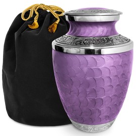 Large Adult Cremation Urn for Human Ashes – Elegant Purple Reflections, Decorative Funeral & Burial Memorial for Men & Women (Purple Enamel, Adult Large)