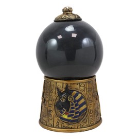 Ebros Egyptian Mythology God of Mummification and Dead Afterlife Anubis Black Chaos Sandstorm Ball Statue 7" Tall Gods of Egypt Mythical Fantasy Sculpture Decor Sand Storm Gazing Ball Decorative Art