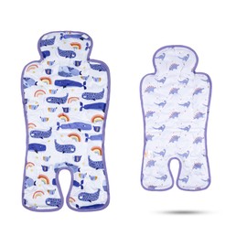 Gel Car Seat Cooler Pad,1 Pack Double Sides-Universal Baby Stroller Ice Cushion Mat,Summer Cooling Seat Liner,Multifunctional Suitable for Baby Dining Chair,Child Safety Seat(Whale + Blue Dinosaur)
