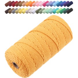 GOHOF Macrame Cord 3 mm x 150 m Premium Cotton Macrame Rope, 4 Strands Twisted Soft Cotton Cord, One of the Most Perfect Materials for Macrame Art, Cotton Cord Without Chemicals