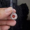 Round Sunstone Necklace Tangerine Orange Sapphire Pendant High Quality Lab