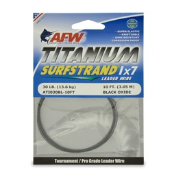 AFW Titanium Surfstrand, Bare 1x7 Saltwater Fishing Leader Wire, 30 lb, Black Oxide, 10 ft