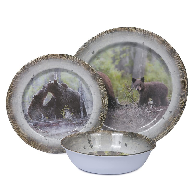 Melamine Dinnerware set for 4 - Dinner Plates Bowls Set