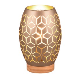 Reality Leuchten Bidar R51571065 Table Lamp Metal Coffee Natural Wood Excl. 1x E27