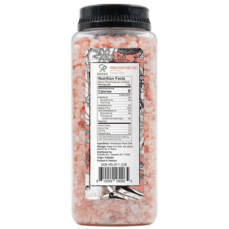 Soeos Soeos Himalayan Salt, Coarse Grain, 39Oz (2.4 Pound), Non-GMO