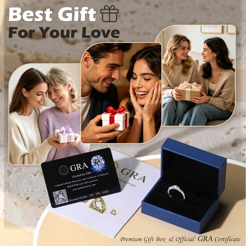 SILBERTALE 3 Round Moissanite Rings for Women- S925 Sterling Silver