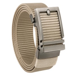 CHAOREN Nylon Ratchet Belts for Men - Khaki Casual Golf Web Belt Men 1 3/8" - Automatic Adjustable Buckle Fit Jeans