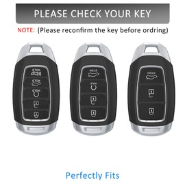 Qunzes Key Fob Cover with Heavy-duty Keychain for Hyundai Elantra Santa Fe Sonata Tucson Palisade Kona Veloster (Gray)