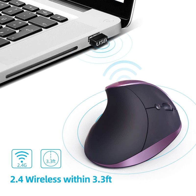 Woddlffy Ergonomic Mouse Wireless, Vertical Mouse Right Handed Small Mouse