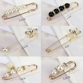Jindizi Decorative Safety Pins, 20pcs Stylish Sweater Shawl Pin White Faux Pearl Brooch Pins Safety Pin Rhinestone for Girl Woman Clothes Dress Accessories