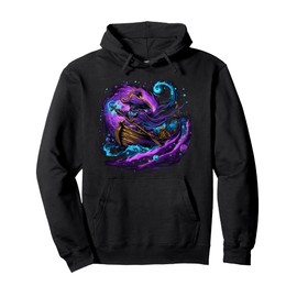 Piratenmagier: ein Zauberer mit Zauberstab im kosmischen All Pullover Hoodie