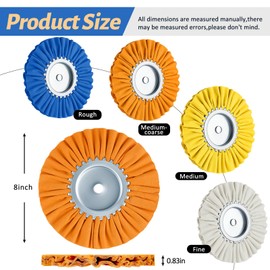 Amylove 8 Inch Airway Buffing Wheels Aluminum Wheel Polishing Kit in Diameter 5/8 Inch Arbor Hole, Polishing Compound and Metal Polish Kit for Angle Grinder(Vivid Color,8 Pcs)