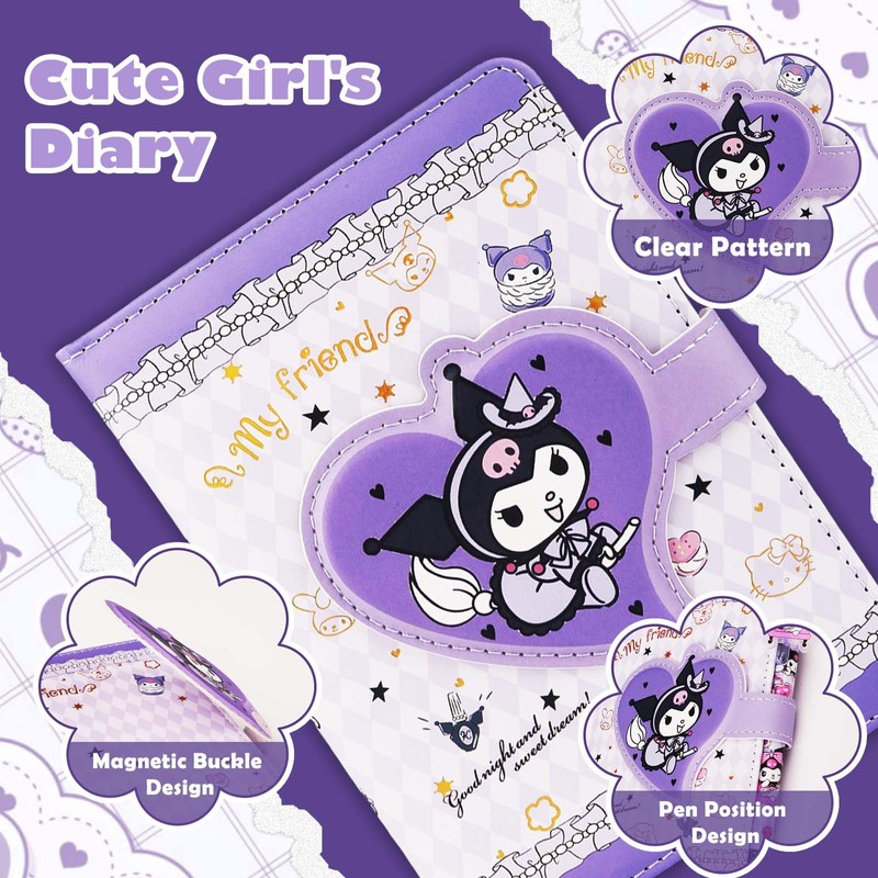 Ku-rom Diary Book, Cute Notebook, Kids Leather Journal Notebook Set