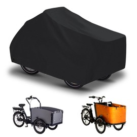 Cargo Bike Cover Waterproof 4600D Oxford Fabric Welded Inner Seams Bicycle Garage for Cargo Bike Tarpaulin Tricycle Bicycle Protective Cover Two Lane