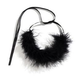 liveliwithmin Winter Feather Choker Necklace Ribbon Fluffy Collar Necklace for Women Animal Villus Short Necklace Velvet Choker Party Birthday Costume Accessories Jewelry Gift (black)