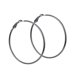 Cereza Classic Stainless Steel Hoop Earrings Big Round Hoop Earrings Gunmetal Grey Colors For Women Girls