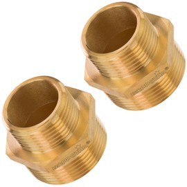 Poppstar Brass Reducing Nipple Male Thread 1 Inch to 1 1/4 Inch with Hex Pack of 2