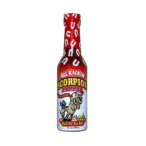 KICKIN' Scorpion Pepper Hot Sauce - 5 oz - Gourmet Hot Sauce for Chicken Wings and Breakfast Burritos–Perfect Stocking Stuffers or Christmas Gifts for the Hot Sauce Fan-Try if you Dare!