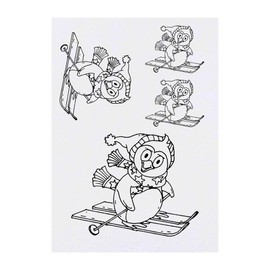4 x 'Skiing Penguin' Temporary Tattoos - Water Resistant, Skin-Safe, Non-Toxic Transfers, Mixed Sizes (TO00006972)