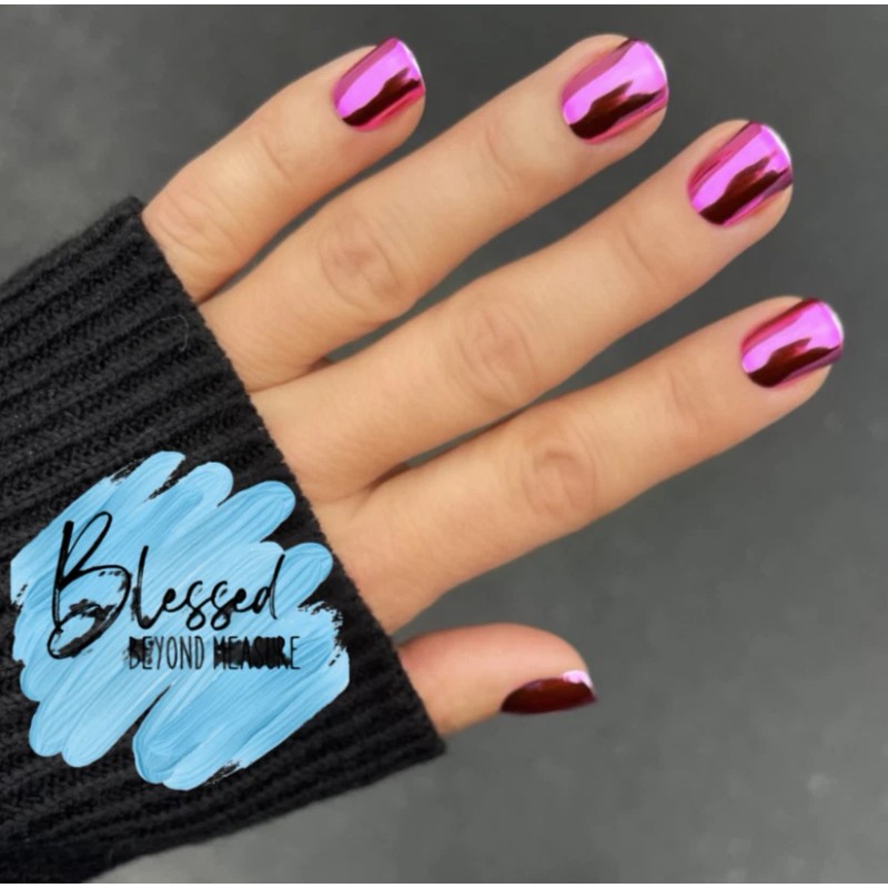 Red Aspen Press 0n Nails~Dance the Night Away, Darby~Pink Chrome~Short