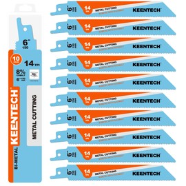 KEENTECH 6 Inch Sawzall Blade 14 TPI 10-Pack for Metal Cutting, Compatible with Reciprocating Saws