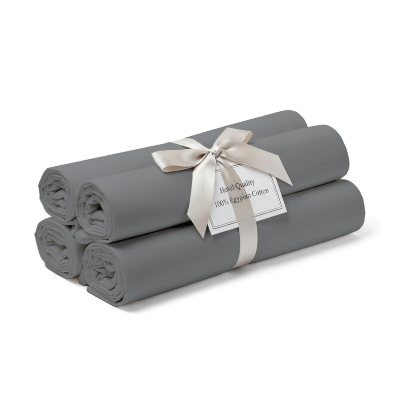 J.Din 100% Egyptian Cotton Charcoal Grey 4 Pack Pillow Cases
