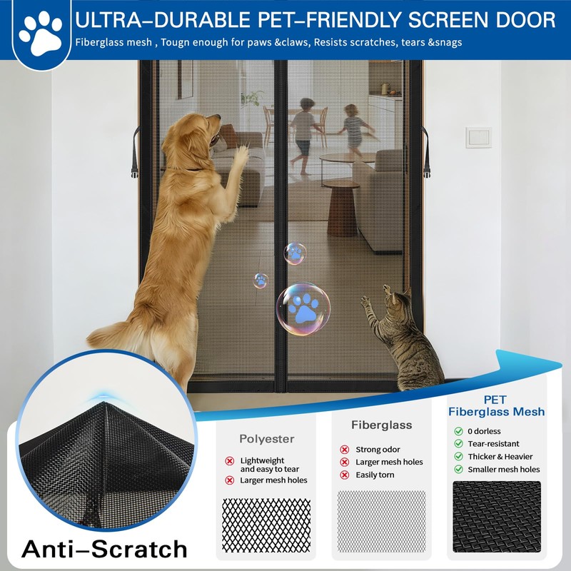 Magnetic Screen Door Fits 32x80 Inch Front Door Heavy Duty