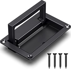 Black Zinc Alloy Recessed Door Pull Handle Recessed Flush Pull Handle for Drawer Access Door Space Door Toolbox,1 Pack,4.35 x 2.72 inch,1 Pack