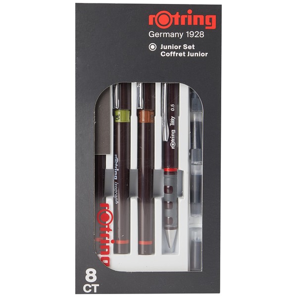 rOtring Isograph Junior Set 3X Technical Pens (0.20mm, 0.30mm, 0.50mm) + Accessories
