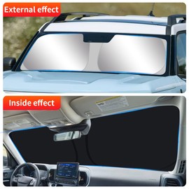 LUNQIN Car Sun Shade for Ford Bronco Sport 2021 2022 2023 2024 Auto Interior Accessories Front Windshield Sunshade Foldable Insulation Privacy Reflective Protector Parasol Window Curtains Cover Visor